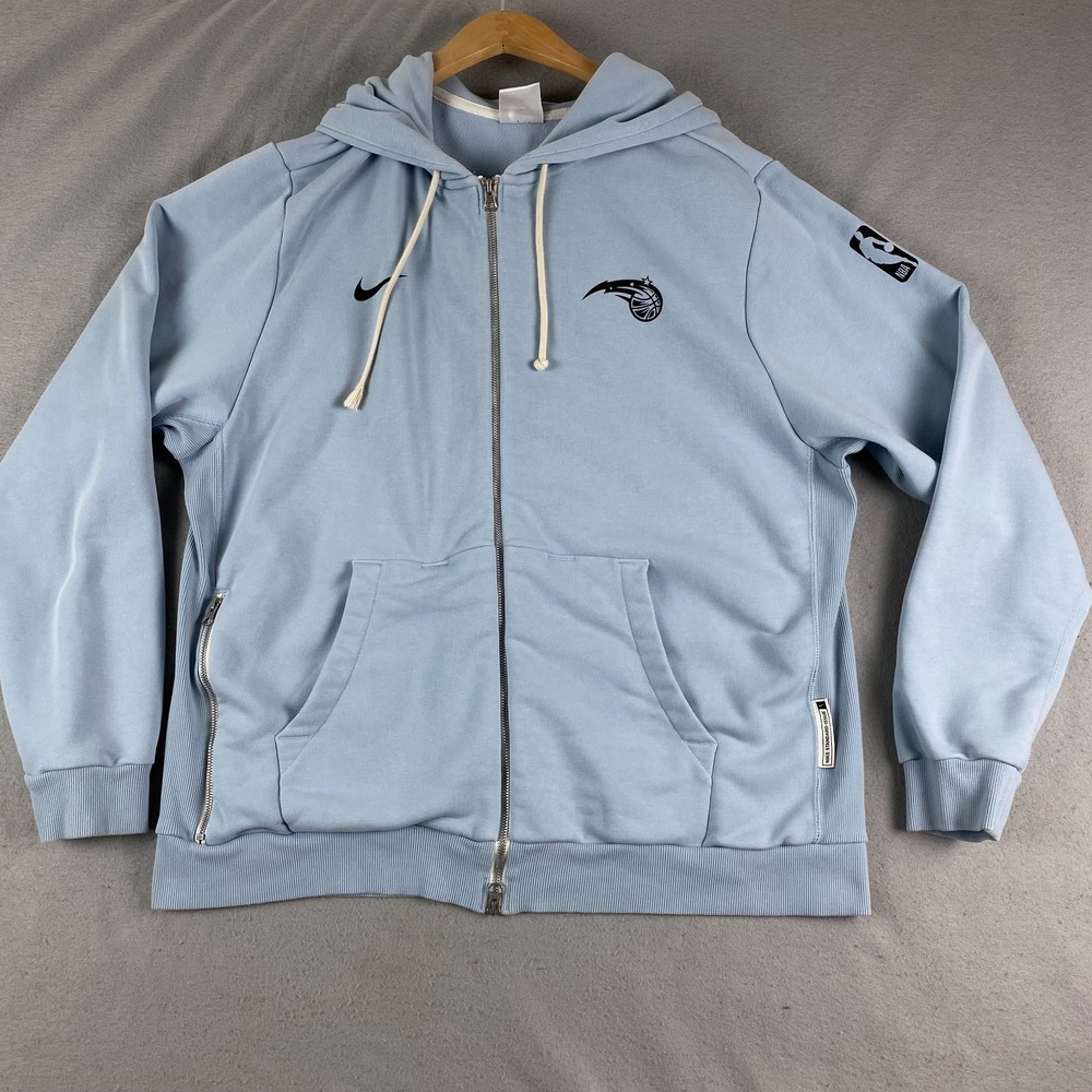 Nike mens Orlando Magic Standard Issue Full Zip Hoodie XL light blue NBA logo